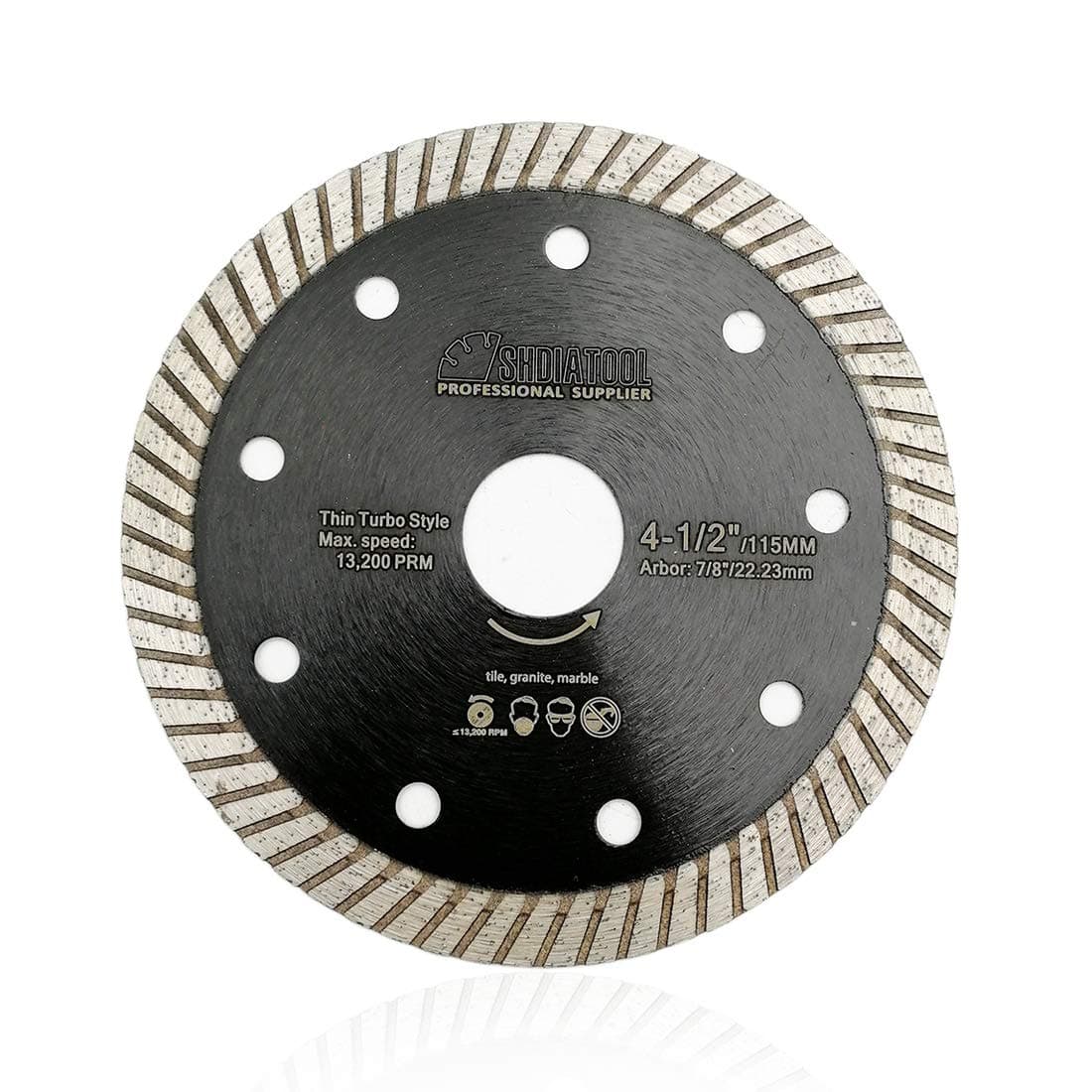 SHDIATOOLDiamond Turbo Blade 4.5 Inch Super Thin Cutting Disc for Porcelain Ceramic Tile Granite Dia 115mm