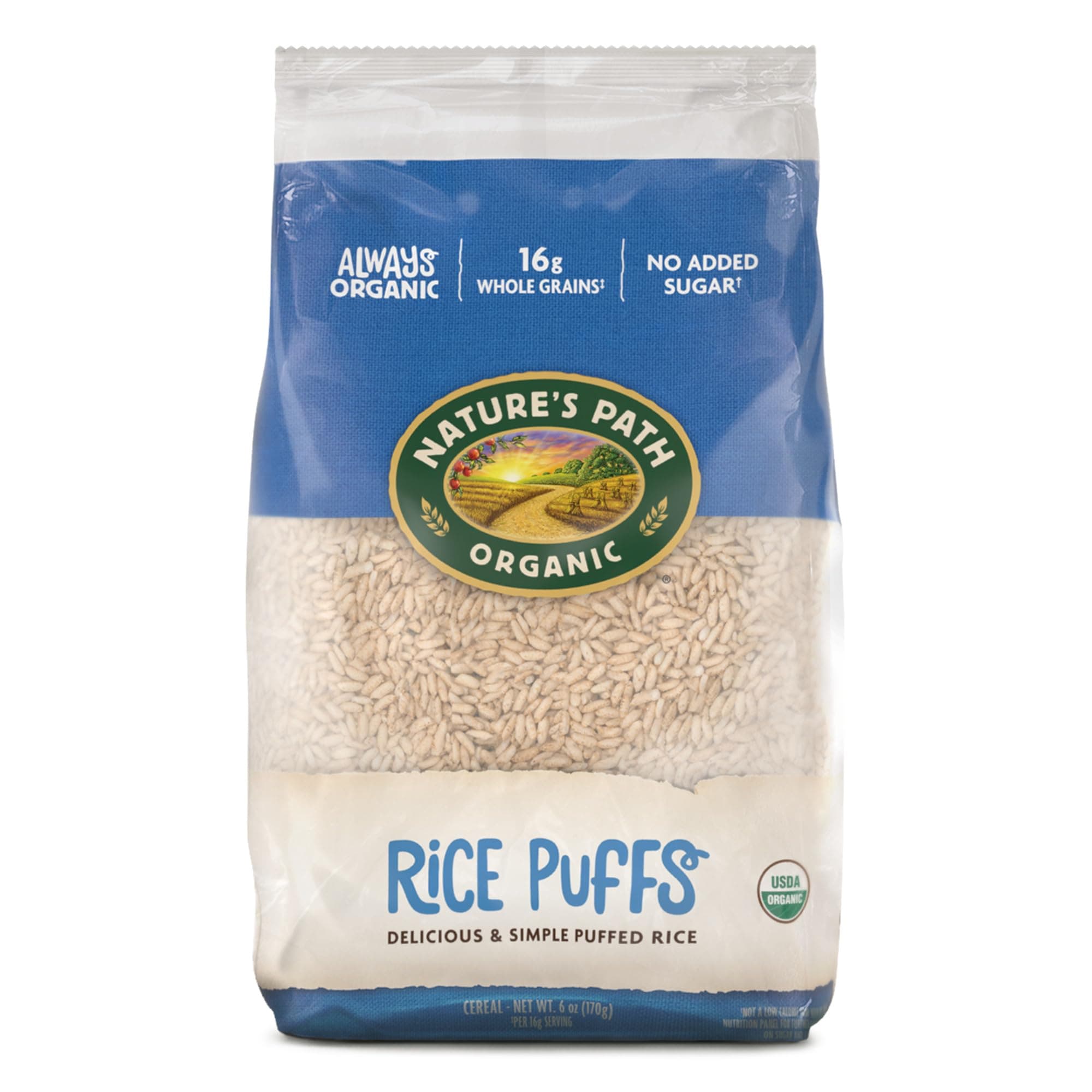Nature's Path Organic Rice Puffs Cereal, 6 Ounce Earth Friendly Package (Pack of 12), Non-GMO, 16g Whole Grains, No Added Sugar