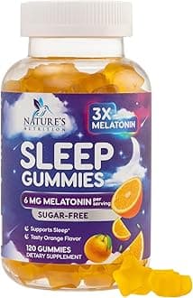Melatonin Sleep Gummies - 6mg Per Serving - Sugar-Free Sleep Support Melatonin Gummy for Adults - Extra Strength Sleeping Gummy Supplement - Supports Restful Sleep - Tasty Orange Flavor - 120 Gummies