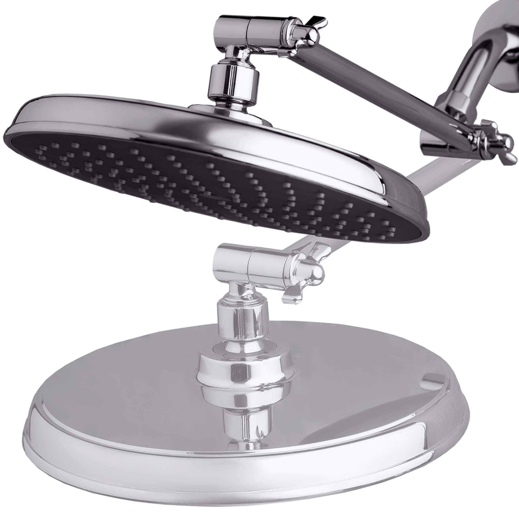 Shower Head with Shower Extension Arm - 9" Rain Shower Head with 10 inch Solid Brass Adjustable Extension Arm - High Flow Rainfall Shower-head - Luxury Chrome Finish Shower Heads Kit