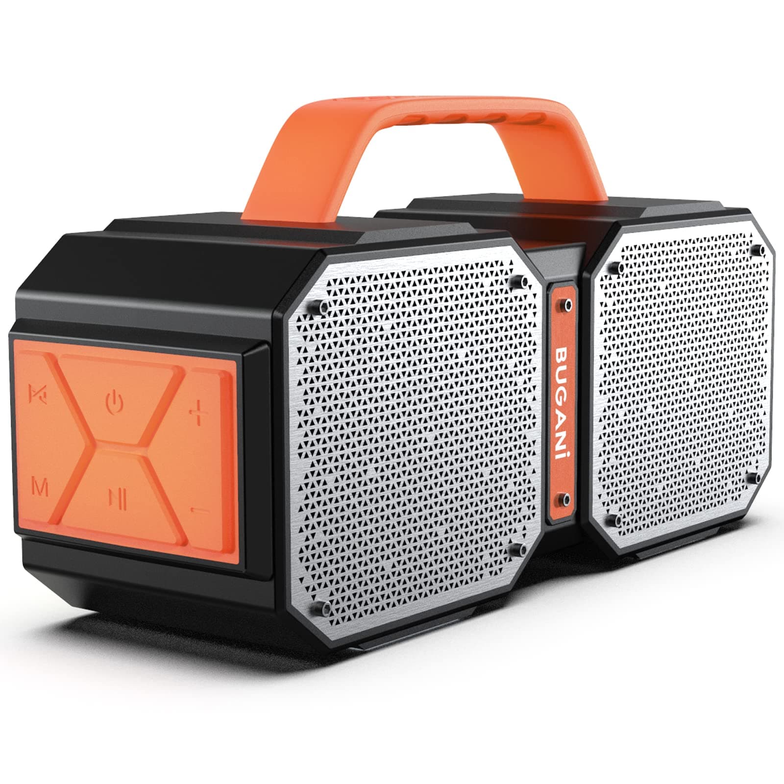 BUGANI Bluetooth Speaker, Shock Portable Bluetooth Speaker, Bluetooth 5.3, Waterproof, Wireless Speakers, 60W Super Power, Outdoor Speaker, Black(New Model)