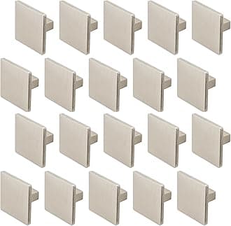 Decoranddecor Calla Square Cabinet Knob Door Pull Handle Kitchen Cupboard Furniture Drawer (20 Pack, Brushed Chrome)