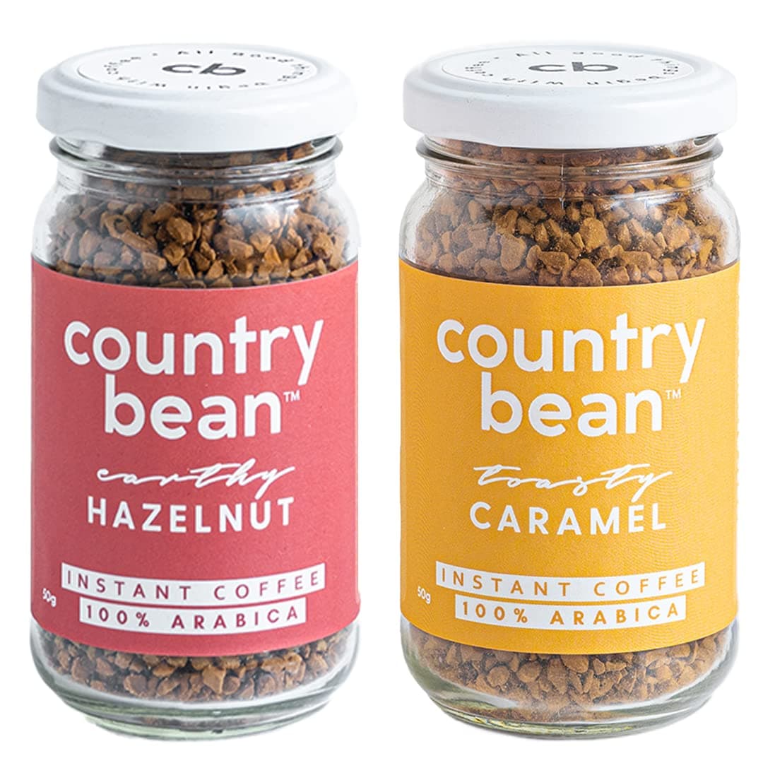 Instant Coffee Powder Combo With Hazelnut And Caramel Flavoured Coffees, Pack Of 2, 50 G X 2 | 100% Arabica, Freeze-Dried | Makes 50 Cups,Bottle,100 Gm
