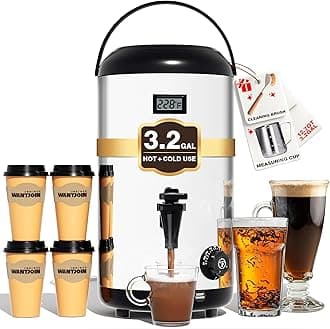WantJoin Electric Heating Beverage Dispenser-75 Cup Hot&Cold water Urn for Catering-Stainless Steel Premium 12 L/3.2 Gallon Hot Drink Dispenser with Spigot for Coffee & Hot tea,Cold Milk,Juice(Silver)
