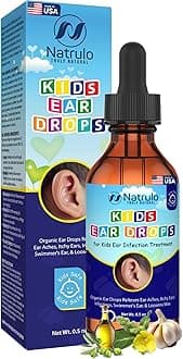 Natrulo Natural Ear Drops for Kids Ear Infection Treatment – Organic Children Ear Oil Drops Relieves Ear Aches, Itchy Ears, Infections, Swimmer's Ear, & Loosens Wax – Kids Safe, Made in USA
