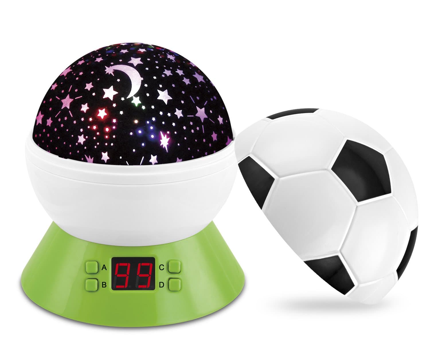 Star Night Light for Kids (Green-Soccer)