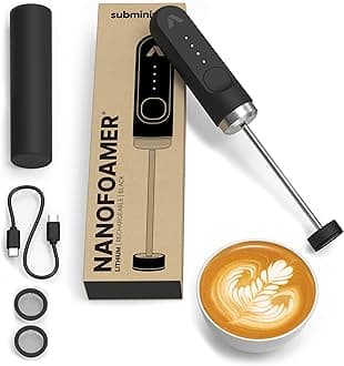 Subminimal NanoFoamer Lithium Performance Milk Frother | USB-C Rechargeable IP4 Waterproof Dual-Speed Stainless Steel | Delivers Premium Micro-Foam Milk in 30 Seconds Barista Style Coffee Drink