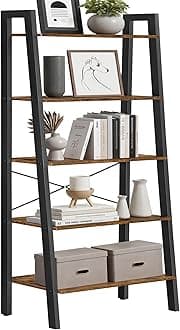 VASAGLE Ladder Shelf, 22.1"L x 13.3"W x 67.7"H, Rustic Brown