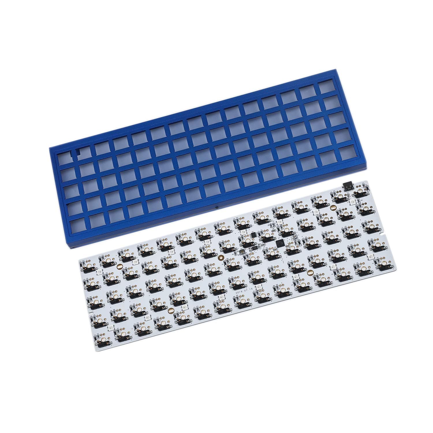 YMDK Idobao x ID75 75 Keys Ortholinear Layout VIA Anodized Aluminum Case Plate hot-swappable Hot Swap Type C PCB Mechanical Keyboard Kit (Blue)