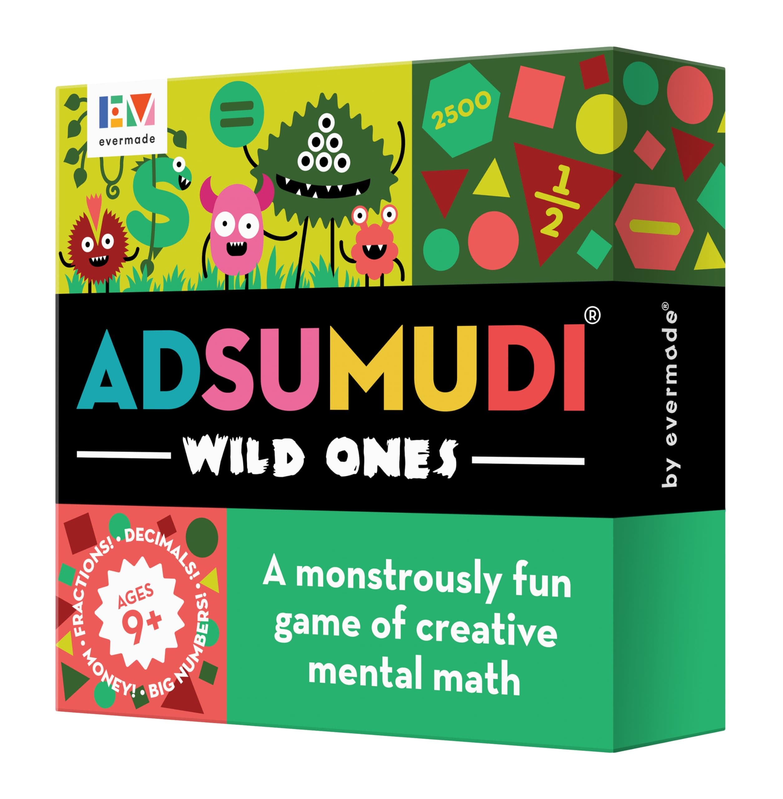 Evermade Adsumudi Math Game - Wild Ones - The Wildly Fun Game for Kids to Tame Fractions, Decimals, Money, Big Numbers and Mental Math - Great for Ages 9 and Up