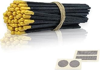 4" Inch Long Wooden Refill Matchsticks with Strike Stickers - Safety Matches Wholesale Bulk Loose by Chandler Studio (100 Pieces, Gold)