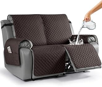 TAOCOCO Loveseat Recliner Cover Non-Slip Sofa Slipcover, Pet Cover for 2 Seat Recliner with Elastic Straps, Washable Reclining Loveseat Covers Recliner Furniture Protector (2 Seater, Chocolate)