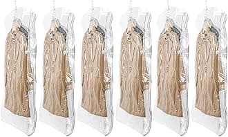 Hanging Vacuum Sealer Storage Space Saver Bags for Clothing, Suits and Jackets, Closet Organizers, 6 Pack Jumbo Clear