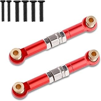 BOXOB 2pcs Upgrade Metal Steering Linkage Parts Pull Rod Arm Tie Rod for 1/14 MJX Hyper Go H14BM 14209 14210 RC Car Steering Linkage Accessories (Red)