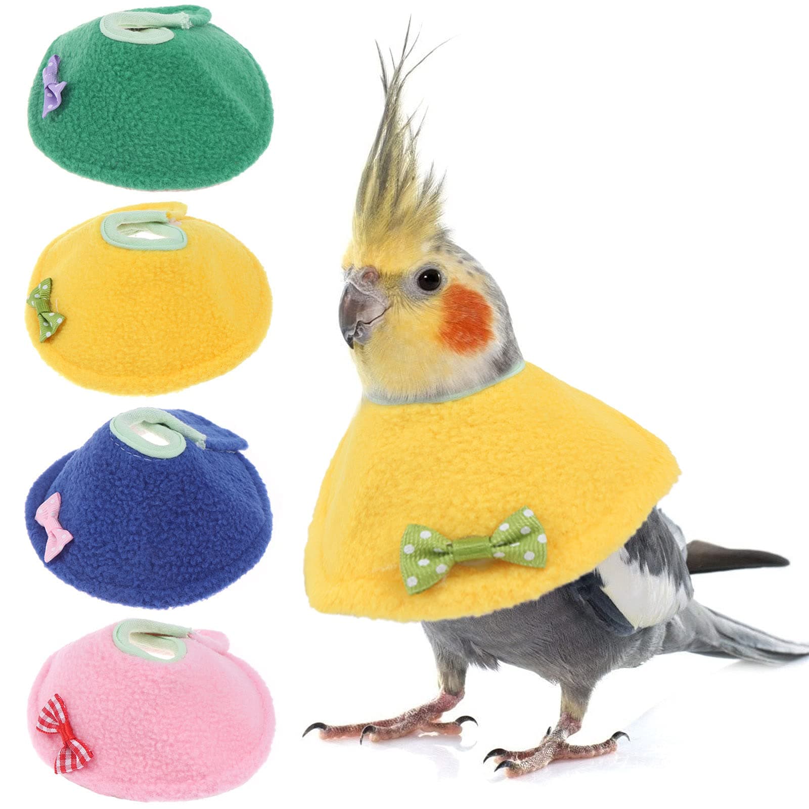 4 Pcs Bird Cone Collar Pet Anti-bite Elizabethan Collar Parrot Recovery Cone Protective Recovery Cones for Budgerigar Cockatiel Lovebirds Cockatoo Parrots (M-4 Colors)