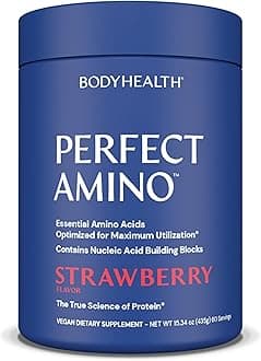 PerfectAmino Powder - BCAA and EAA Powder for Pre and Post Workout - Amino Acid Energy Drink for Men and Women to Support Lean Muscle and Recovery - Strawberry - 120 Servings