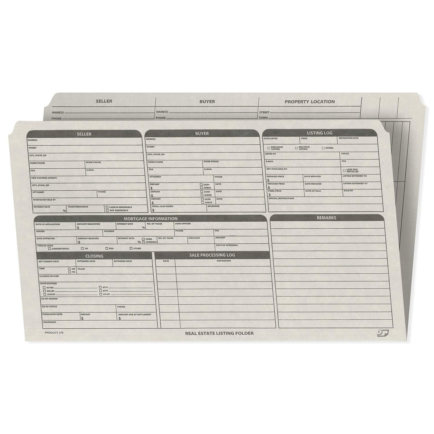 NextDayLabels - Real Estate Listing Folder - Right Panel List, Pre-Printed on Durable Card Stock with Closing Checklist and Color-Coded Dots for Organizing (Gray, Legal Size | Pack of 25)