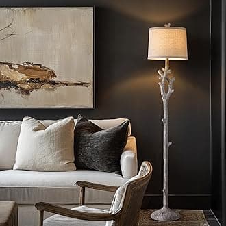 OYEARS Retro Farmhouse Floor Lamp for Living Room Rustic Standing Lamps Tree Trunk Deco Modern Country Vintage Wood Floor Lamp（Brown）