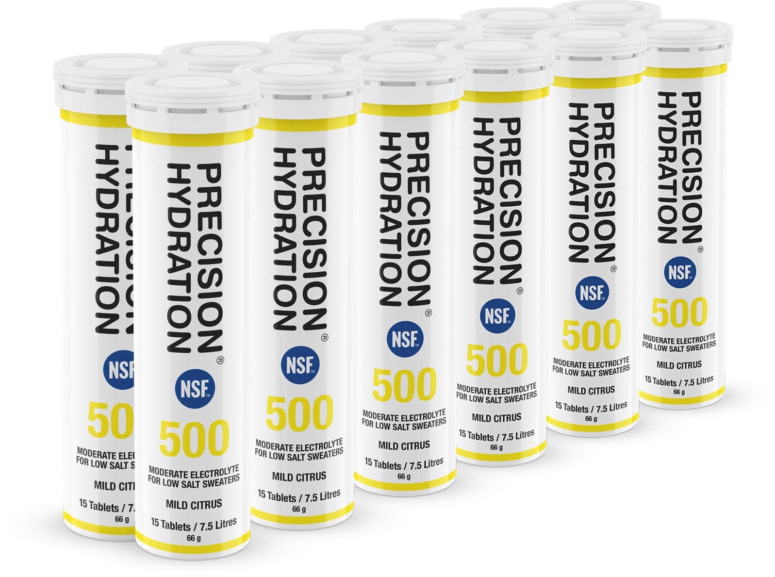 Electrolyte Tablets - Multi Strength Effervescent Hydration Tablets - Combats Cramp - Low Calorie, Gluten Free, Vegan/Vegetarian Friendly (12 Tubes, 500mg/L - Yellow Tube)