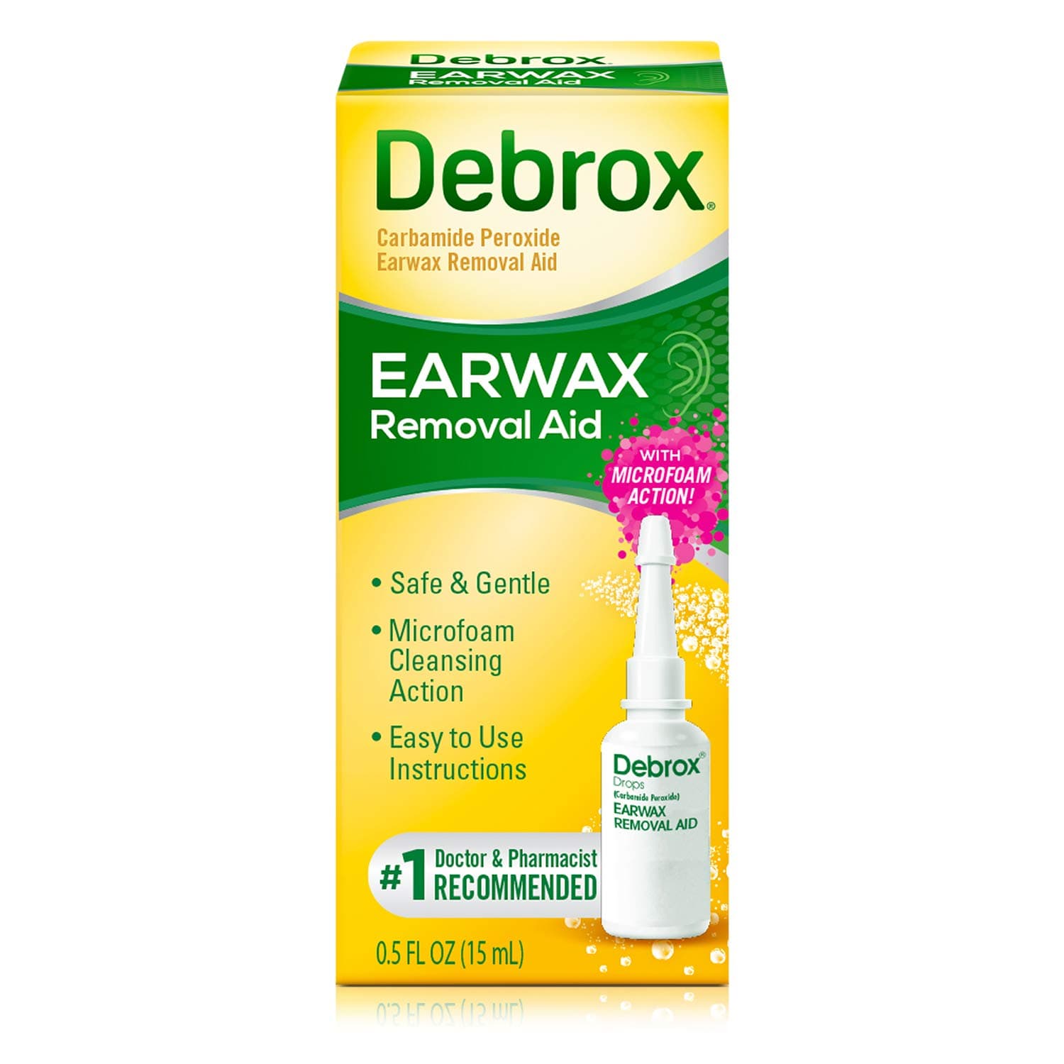 Debrox Earwax Removal Drops with Gentle Microfoam Cleansing Action, 0.5 fl oz