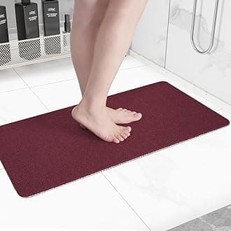 Non-Slip Bathtub Mat, Anti Slip Shower Mat, Fast Drying Bathtub Mats, Foot Scrubber Mat, Anti Slip Mat for Tub, Floor, Bathroom, Kitchen, Home, Hotel (Wine Red 32"×17")