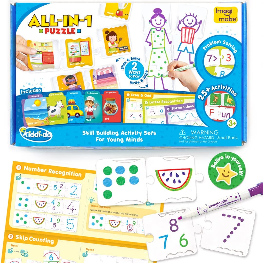 Imagimake - Kiddi-Do All-in-1 Puzzle - Learn 25+ Activities Solving Puzzle Learning & Educational Toys for 3 Years & Above Kids,Multicolor
