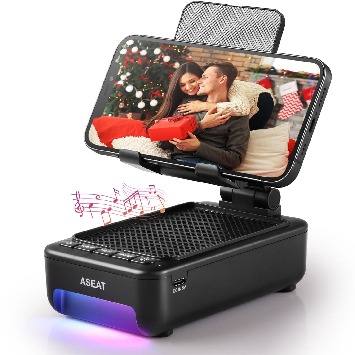 Gifts For Men Him, Cell Phone Stand With Bluetooth Speaker&Led Color Changing Light, Unique Women Dad Her Husband, Cool Tech Gadget Wireless Speaker, Birthday Men, Ideal
