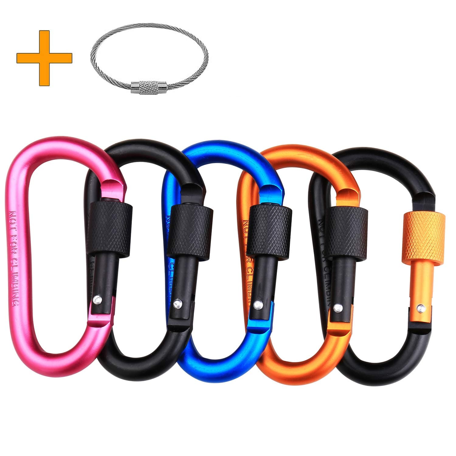 Locking Carabiner, Aluminum D Ring Clip D Shape Super Durable Strong and Light Large Carabiner keyring Keychain Clip for Outdoor Camping Key Chain Heavy Duty Screw Gate Lock Hooks Spring Link