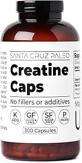 Santa Cruz Paleo Creatine Capsules, Supports Muscle Growth & Energy, Gluten Free, Keto, Sugar Free, Paleo, No Fillers or Additives, Creatine Monohydrate Pills, 2500mg, 100 Servings, 300 Capsules