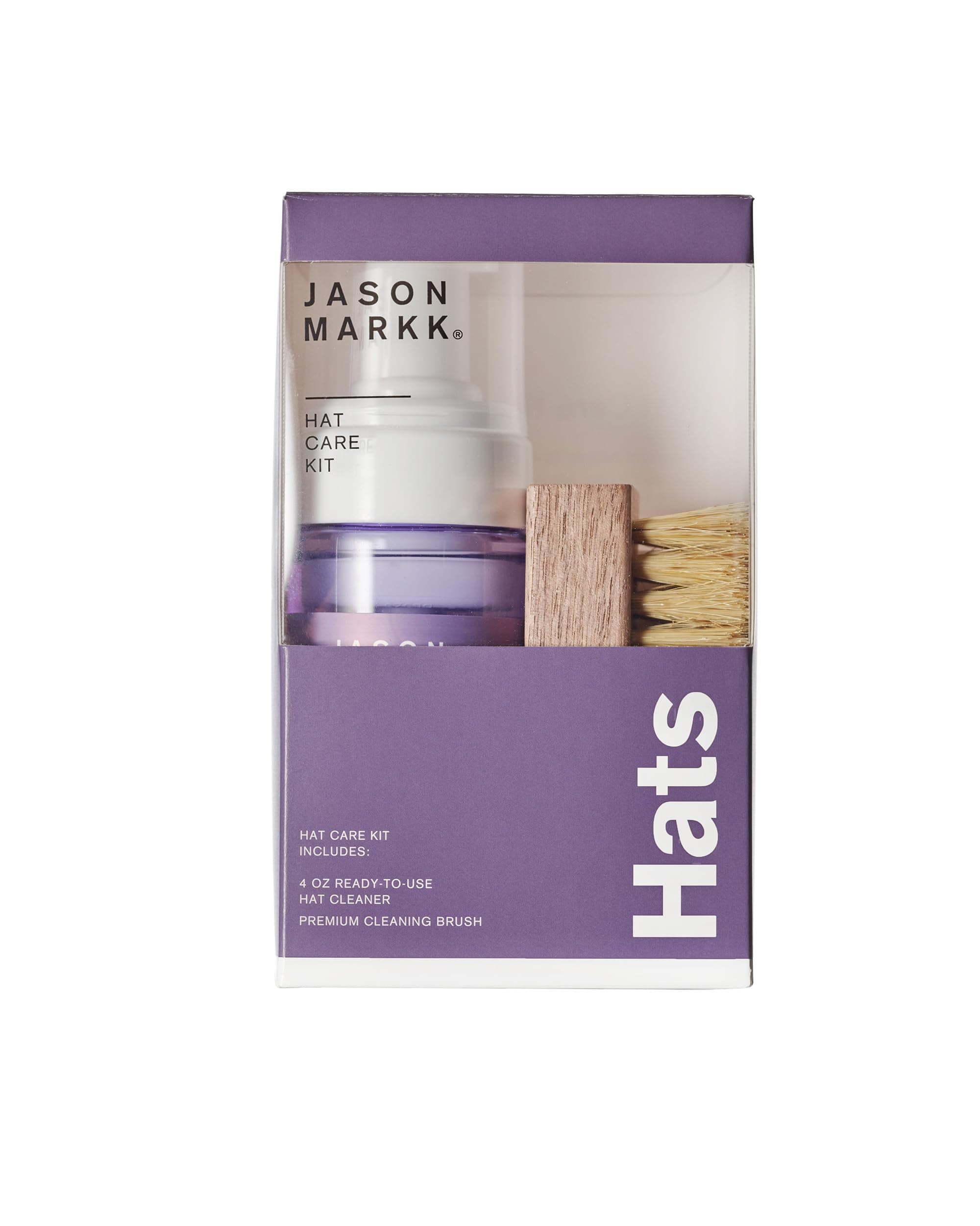 Jason Markk Hat Care Kit, Hat Cleaner, 2-Piece Set, Ready-To-Use Foam & Delicates Brush, Cap Cleaning, Ideal for Headwear, Safe for Cotton, Wool, Felt, Corduroy, Polyester, 4oz