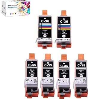 F FINDERS&CO Compatible PGI-35 CLI-36 Ink Cartridge Replacement for Canon 35 36 Ink Work with Canon Pixma iP110 iP100 TR150 Printers (4BK, 2X Color)