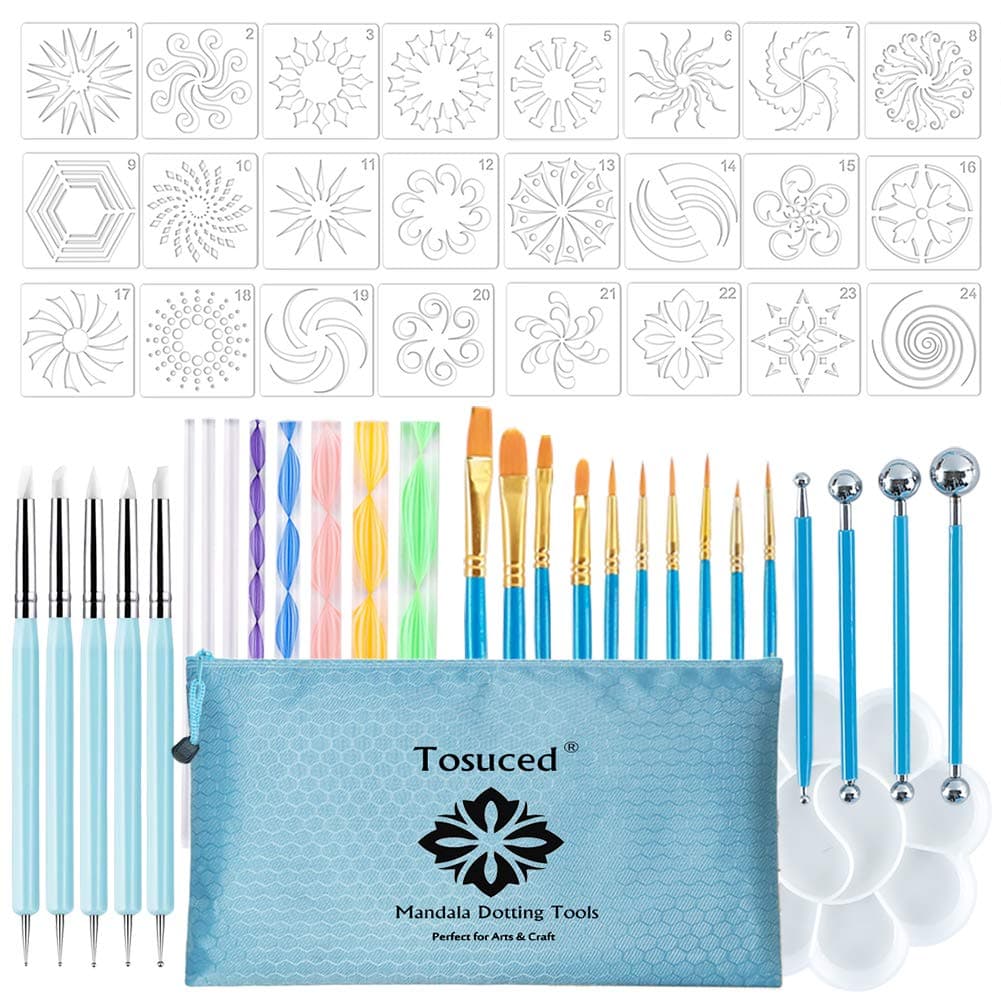 53PCS Mandala Dotting Tools Set for Painting Rocks,Mandella Art and Drafting Art Supplies