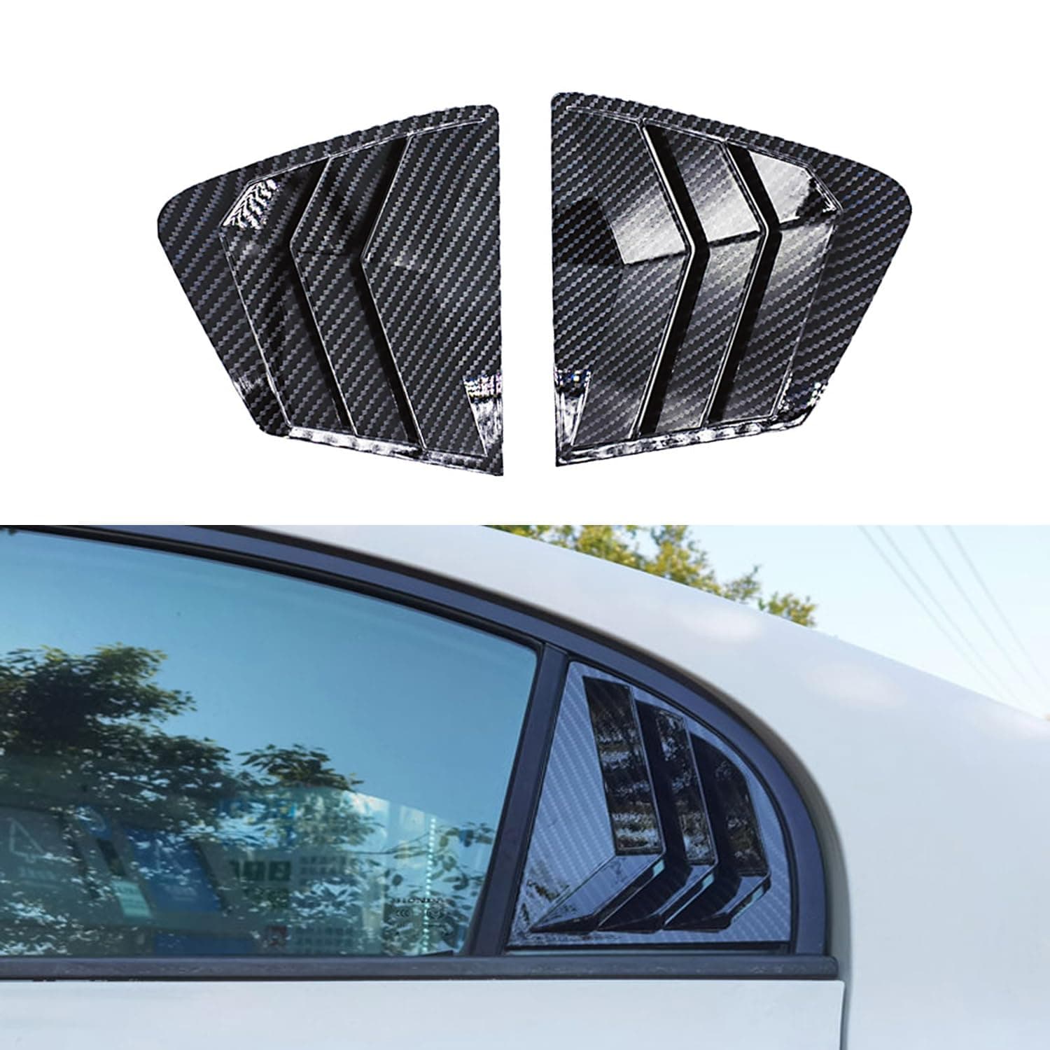 Window Louvers for 8th Gen Honda Civic 2006 2007 2008 2009 2010 2011 Accessories Rear Side Window Louvers Air Vent Shades Panel Cover Exterior Decoration Accessories（Rear Side Carbon Fiber）