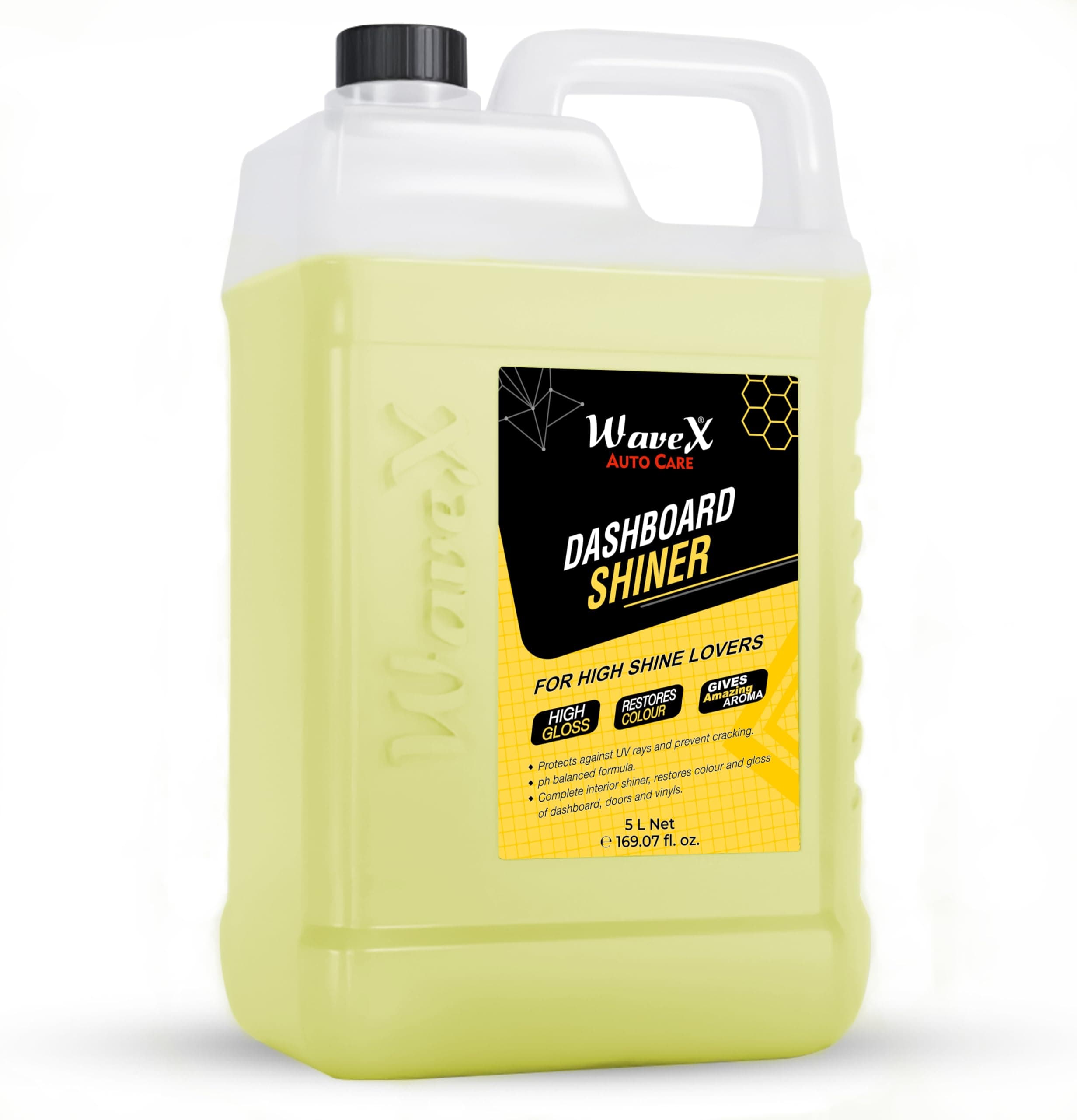 Wavex Dashboard Shiner (5L) Car Dashboard Polish | Car Polish Spray for Interior Plastic, Leather, Vinyl & Rubber | Dashboard Polish for High Shine & Protection