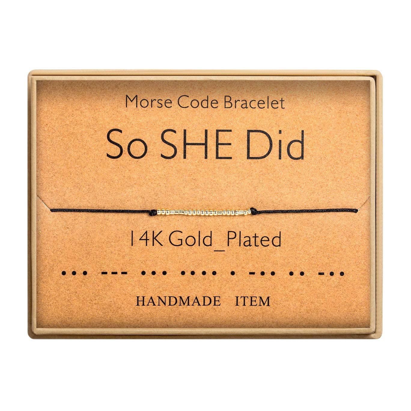 SANNYRA Morse Code Bracelet - Morse Code Jewelry for Women - 14k Gold Plated Beads on Silk Cord Friendship Bracelet Gift for Her