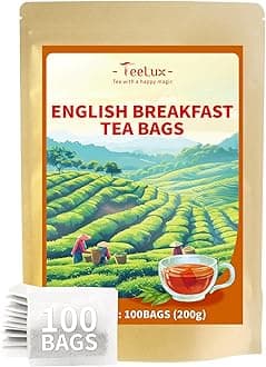 TeeLux English Breakfast Tea Bags 100 Count, Vegan, Rich Flavor, Classic Black Tea Sourced from Ceylon and China, Biodegradable Tea Bags