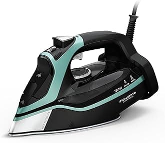 Rowenta Steam Force Stainless Steel Soleplate Steam Iron for Clothes 400 Microsteam Holes, Cotton, Wool, Poly, Silk, Linen, Nylon 1800 Watts Portable, Ironing, Garment Steamer DW9440
