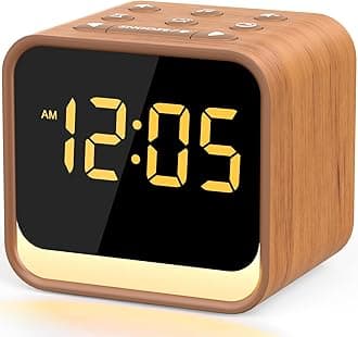 Housbay Wooden Sound Machine Alarm Clock for Bedrooms - Gentle Wake-Up with Birdsong, White Noise for Sleeping, Small Digital Clock for Phone-Free Routine