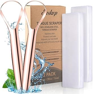 Easkep Tongue Scraper (2 Pack), Wide-head Tongue Cleaner with Nice Carrying Box, 100% Stainless Steel Tongue Scrapers Cleaners, for Men, Women, Adults, Kids