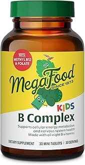 Kids Vitamin B Complex – with Vitamin B12 & B6, Folate, Biotin, Zinc, Lemon Balm, L Theanine & More, Supports Cellular Energy Metabolism, Vegetarian, Gluten Free – 30 Mini Tablets