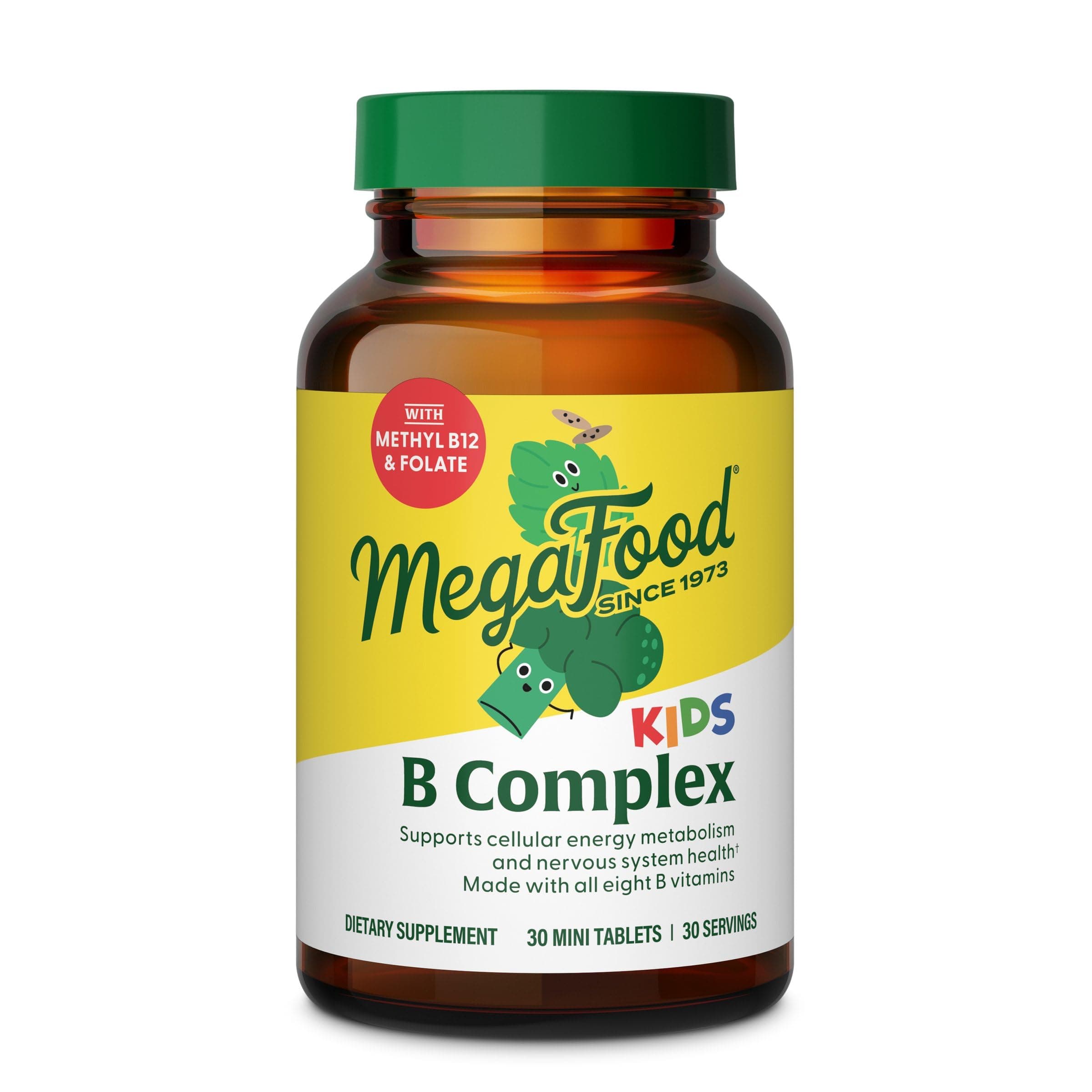 Kids B Complex-B Complex Vitamin Supplement-8 B Vitamins-Vitamin B6,Vitamin B12,Folate,Biotin & More-Supports Cellular Energy Production- Vegetarian,Gluten Free-30 Mini Tabs-1 Month Supply