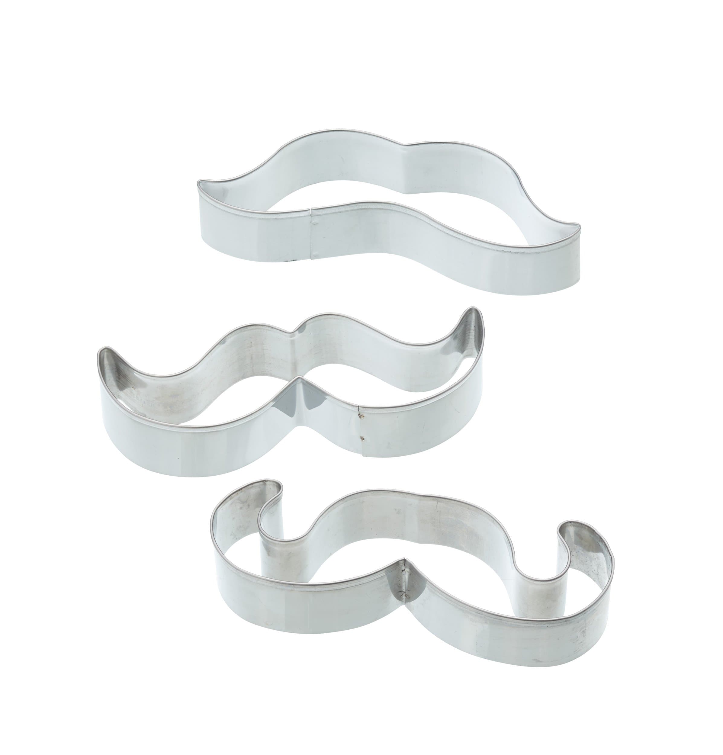 Kitchen Craft Kitchencraft Set Of 3 Moustache Cookie Cutters, one size, silver