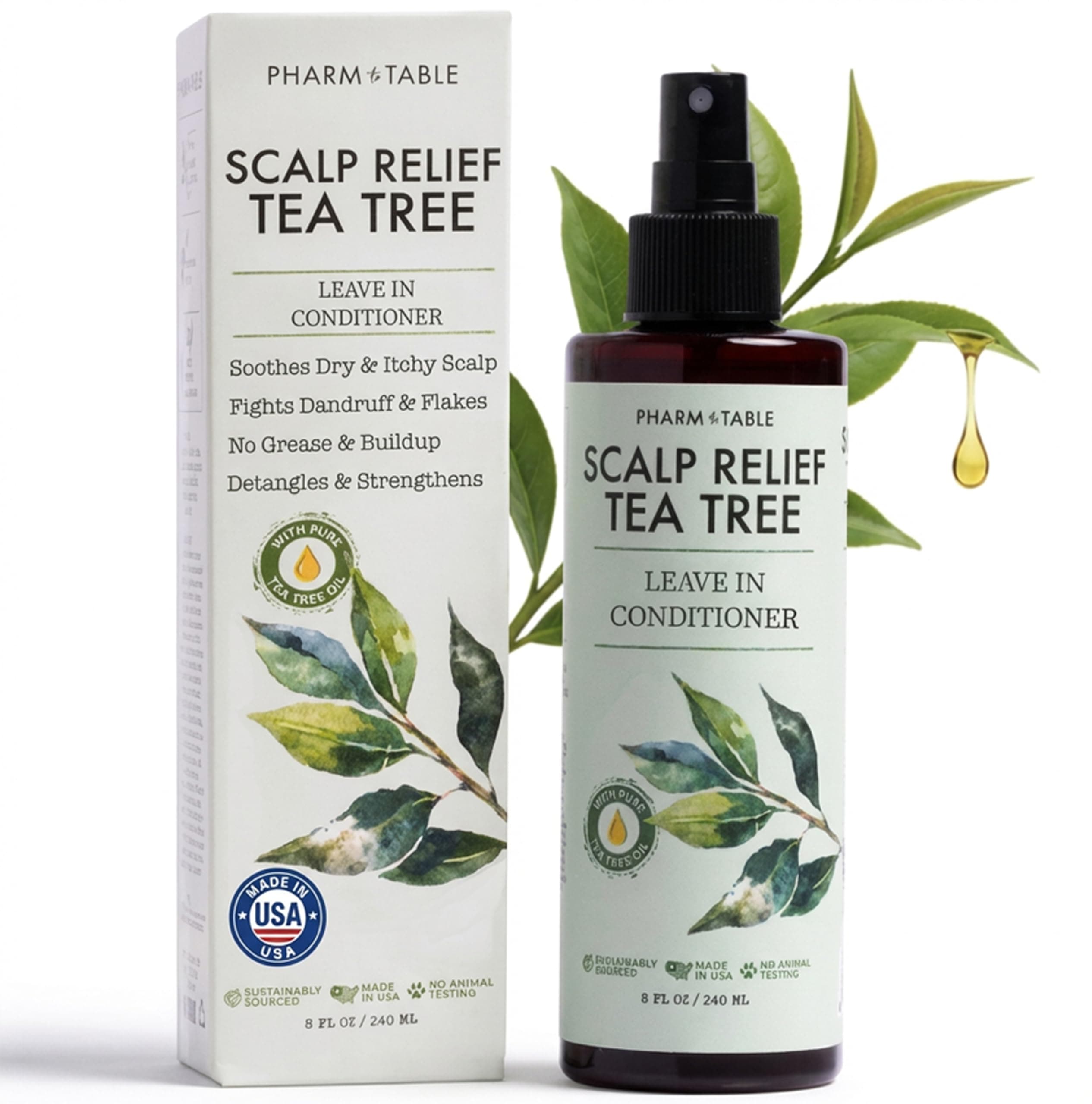 Scalp Relief Tea Tree Leave-In Conditioner, Relieve Itchy, Dry Scalp, Detangles Hair, 240ml/8 fl oz