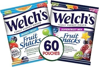 Fruit Snacks, Mixed Fruit & Superfruit Bulk Variety Pack, Gluten Free, 0.8 oz Single Serve Bags (Pack of 60)