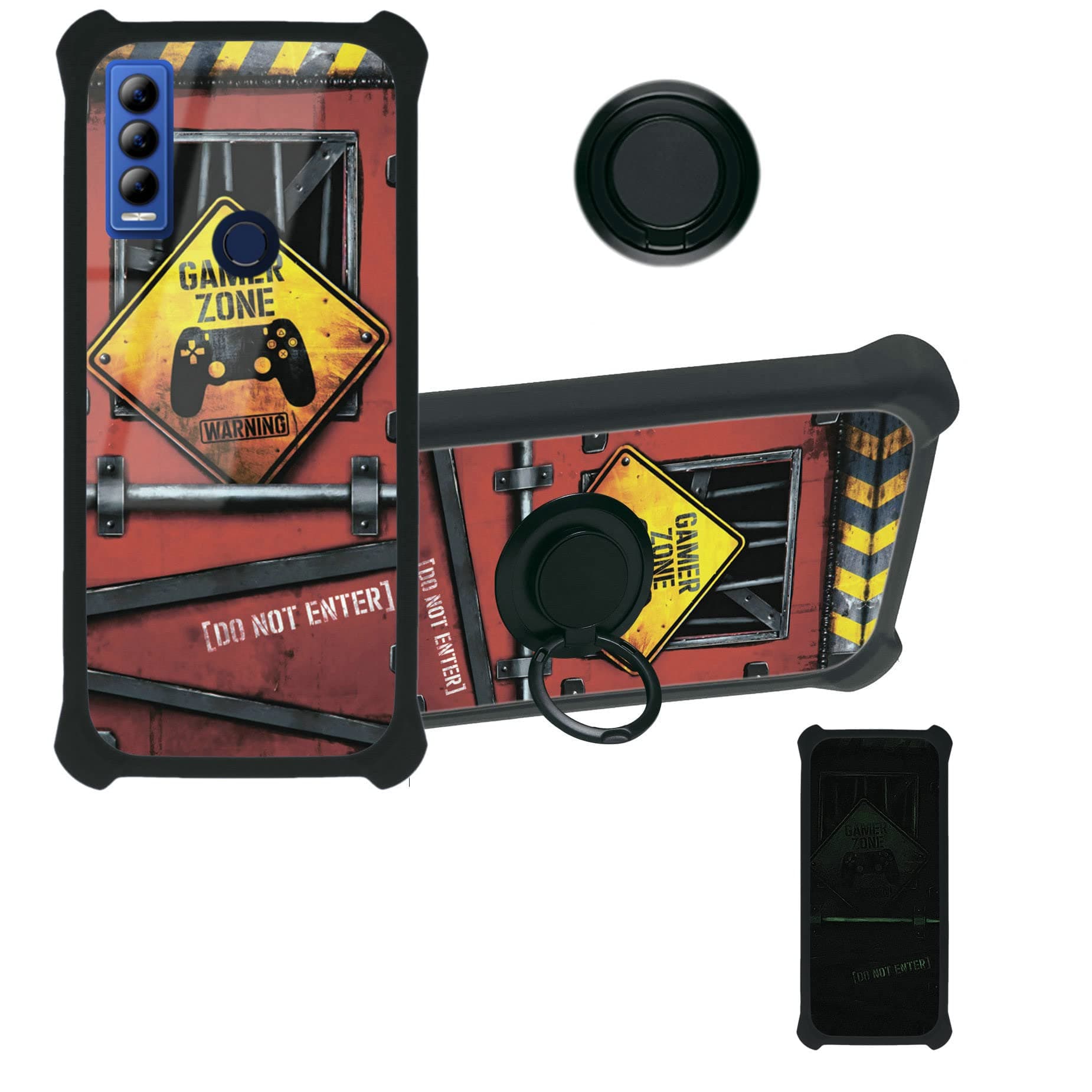 Aroepurt AT&T Motivate Max Case U668AA Compatible with ATT Motivate Max Phone Case for Cricket Ovation 3 Case Cover [Hard PC + Soft Silicone] [360 Metal Ring Support][Luminous Effect] YGH-JGP