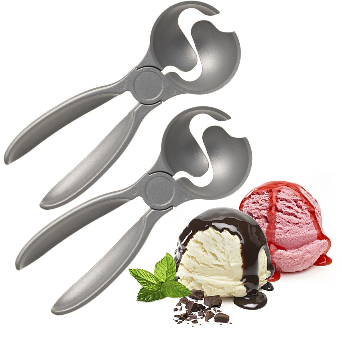 2 Pack Smart Ice Cream Scoop Scoopers Set By Profreshionals Non Stick Cast Aluminum Metal
