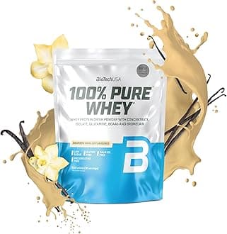 BioTechUSA100% Pure Whey | Protein Powder with BCAA and Glutamine | Gluten-Free, Palm Oil Free | 21g Protein per Serving, 1 kg, Bourbon Vanilla