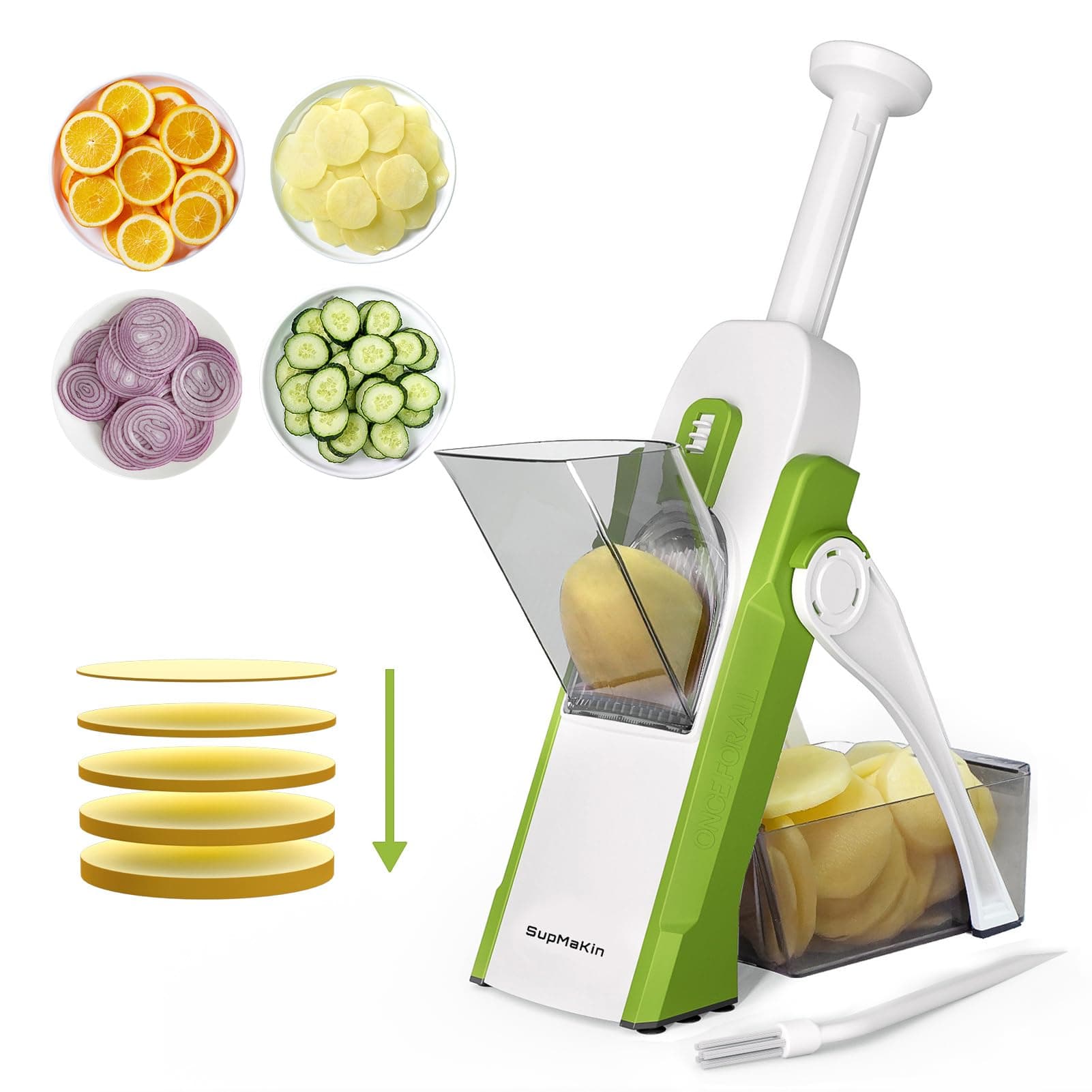 Safe Mandoline Slicer for Kitchen, Potato Slicer for Chips, Vegetable & Food Cutter,Thickness Adjustable 0.1-8 mm, Kitchen Faster Slice Artifact (Only Slicer)