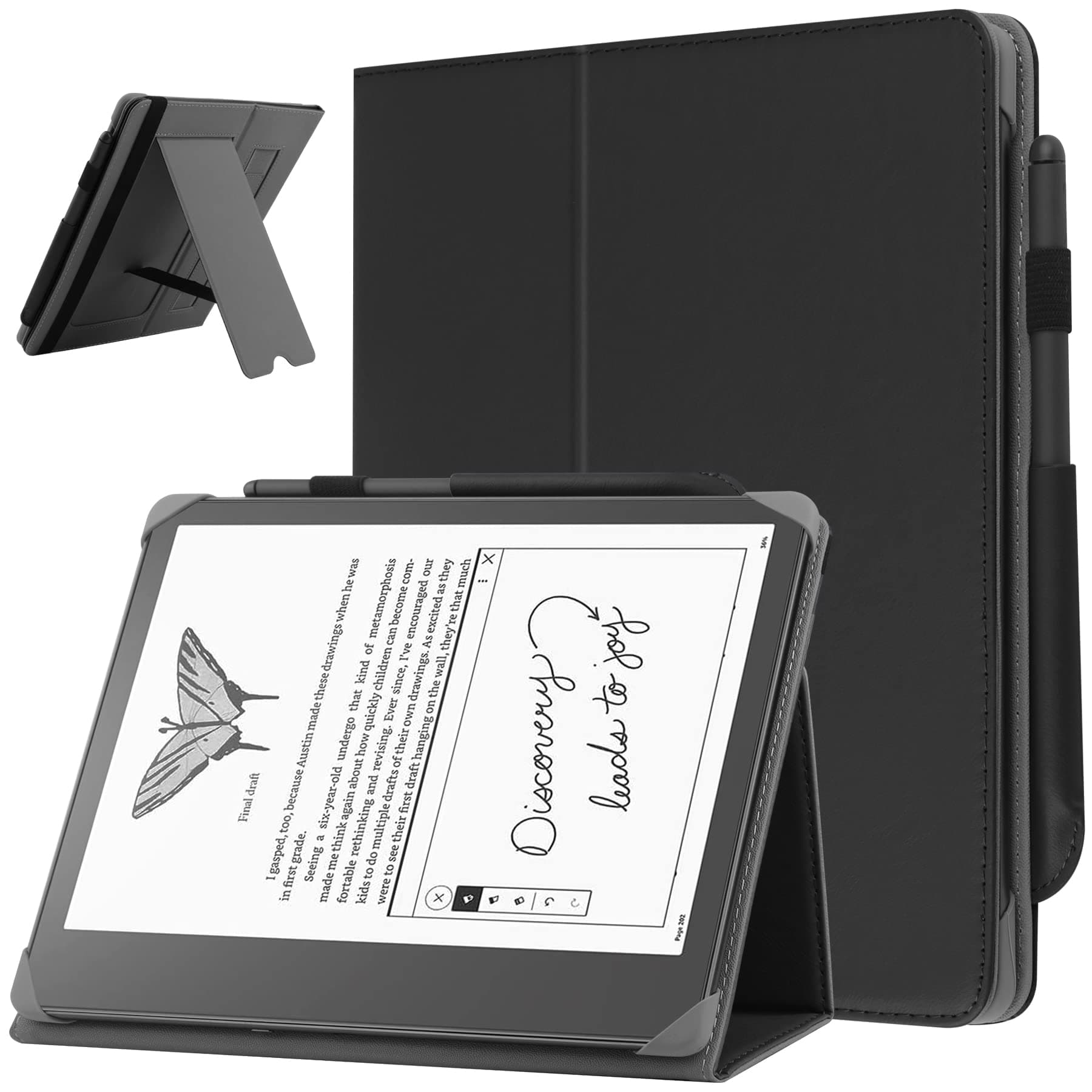 Universal 10.2-10.3 Inch Digital Paper Case,Premium PU Leather Stand Cover with Handstrap and Stylus Pen Holder Compatiable with Scribe 2022/note air 2 Plus/Note Air 10.3-Black