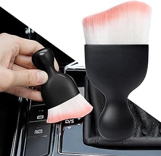 Ouzorp Car Interior Dust Brush, Car Detailing Brush, Soft Bristles Detailing Brush Dusting Tool for Automotive Dashboard, Air Conditioner Vents, Leather, Computer,Scratch Free(Black&Pink)